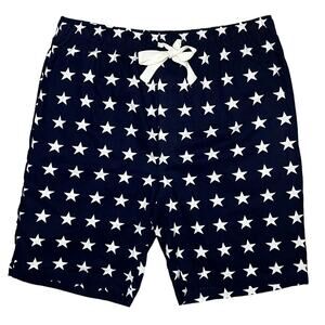 100% Cotton Casual Shorts Navy Blue USA Elastic Drawstring Waist size large